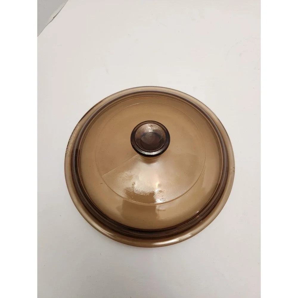 Corning Vision Ware Amber Pyrex Glass 0.5L Sauce Pan/Pot USA With Lid Used